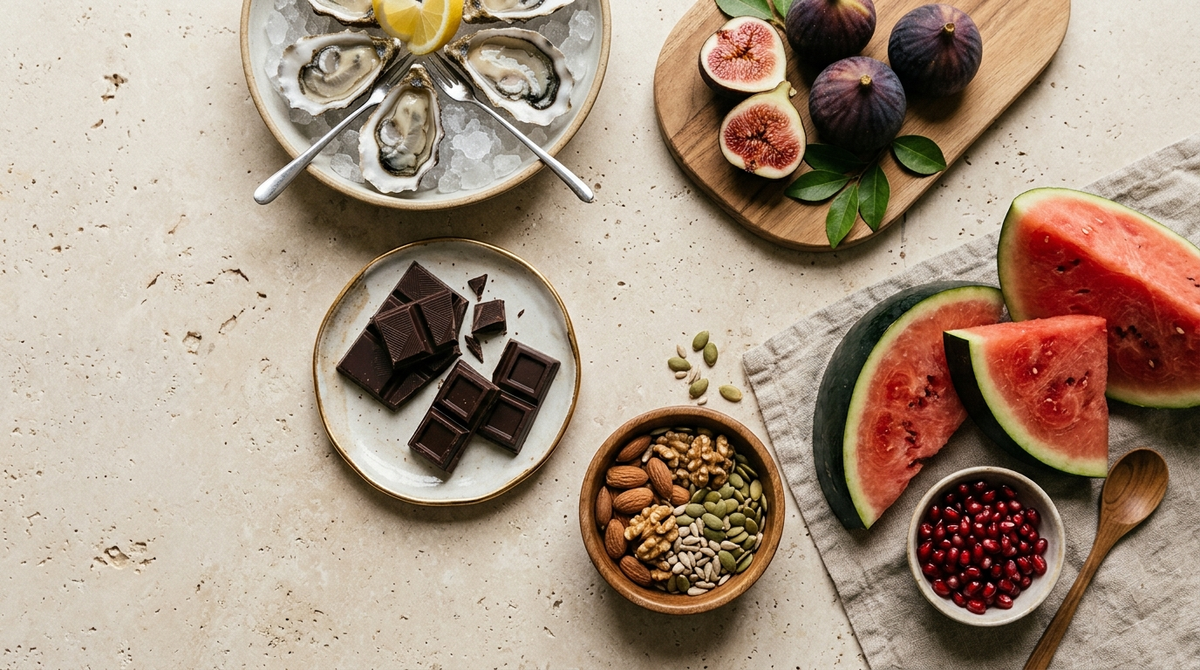 Aphrodisierende Lebensmittel: Austern, Feigen, Nüsse, Wassermelone, Granatapfel und dunkle Schokolade