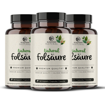 Folsäure Natürlich 3er Sparpack – 3 Dosen Mengenrabatt, vegan