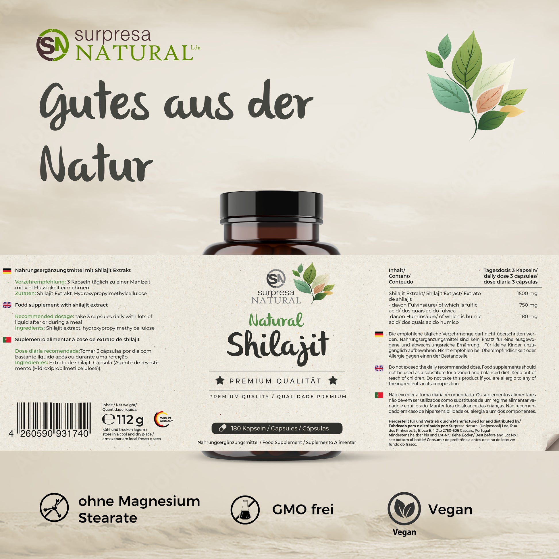 Shilajit Kapseln Etikett – Premium Qualität