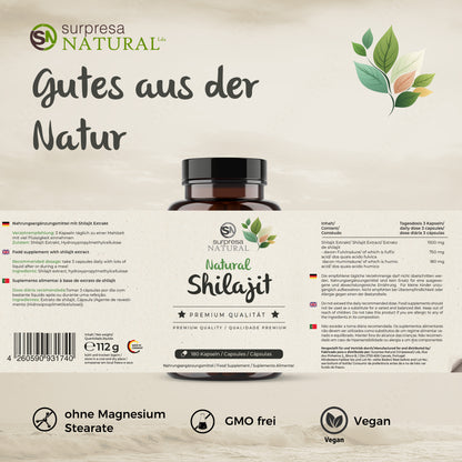 Shilajit Kapseln Etikett – Premium Qualität