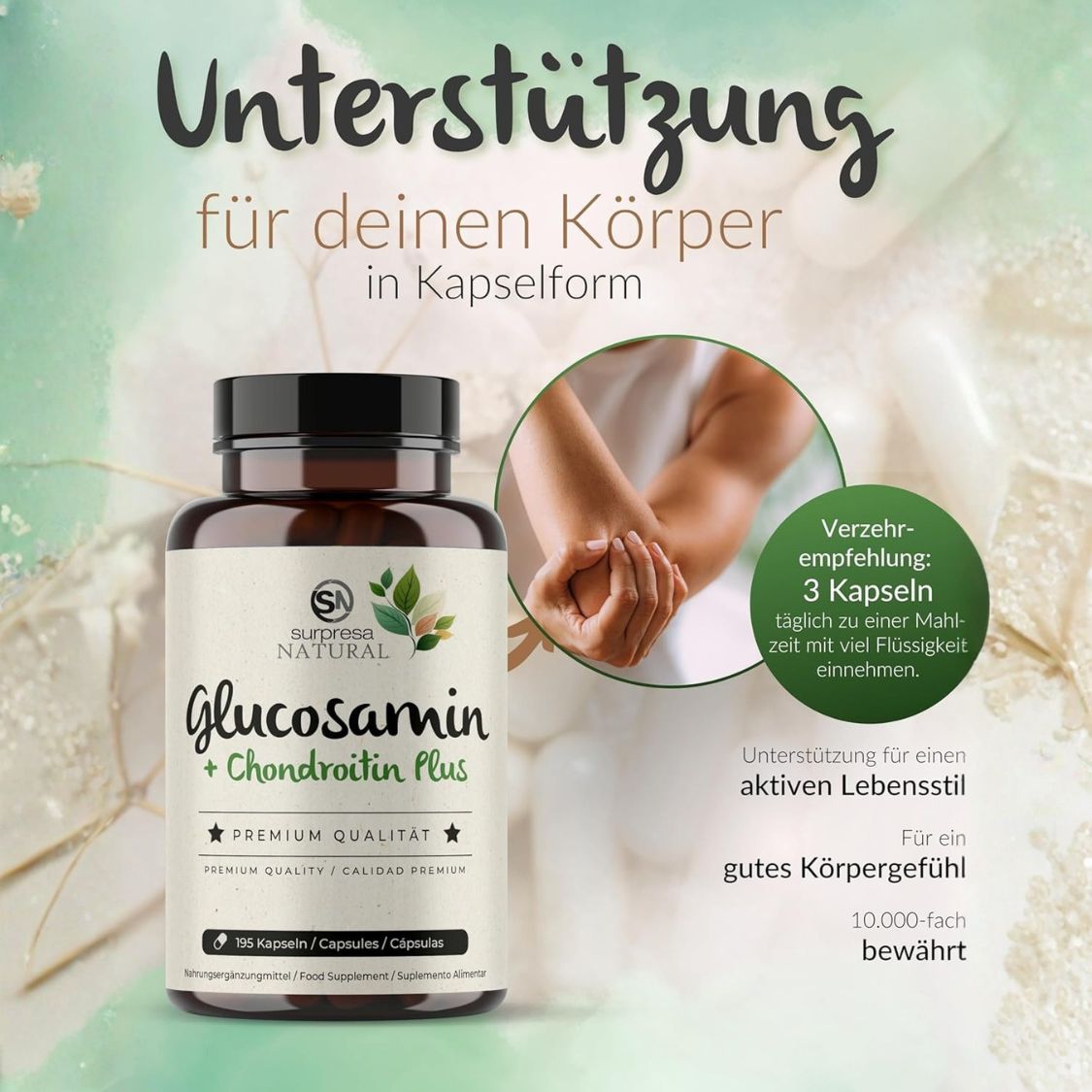 Glucosamin Chondroitin Kapseln – hochdosiert, Premium Qualität